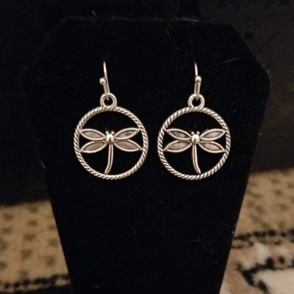 Silver Dragonfly Earrings